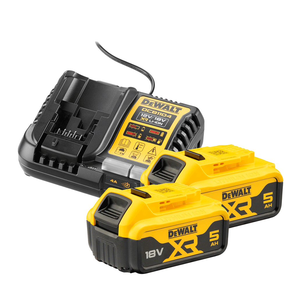 DeWALT Kit Energy 2xDCB184 XJ Batteria 18V 5Ah DCB1104 XR